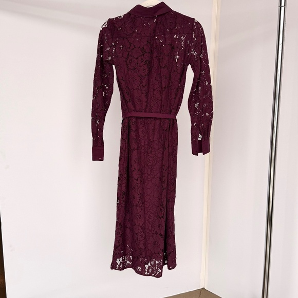 Ann Taylor Belted Lace Midi Shirtdress Poised Plum Women - Picture 9 of 9